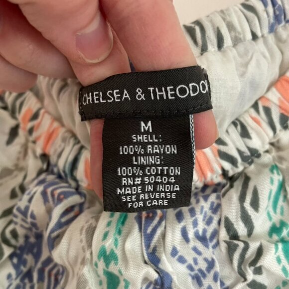 NEW NWT CHELSEA & THEODORE Flounce off the Shoulder Dress White Aztec Boho Mini - Picture 9 of 14